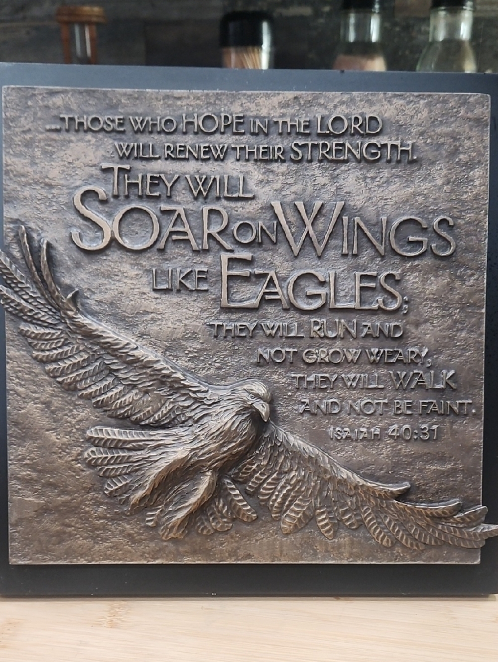 Bronze Eagle Scripture Wall Plaque - Soar on Wings Isaiah 40:31